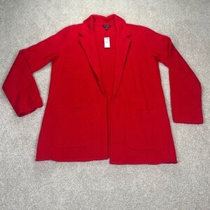 Talbots Red Merino Wool Blend Knit Blazer Cardigan Jacket Size S‎